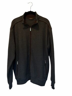 Garnet Men's Charcoal Classic Versatile Zip-Up Preppy Quiet Luxury Sweater Sz XL